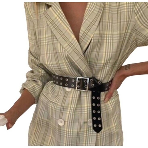 Urban Outfitters Womens Oversized Double Breasted Blazer Size Medium Plaid Green - Picture 13 of 14